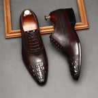 Croc Cap - Toe Oxford Shoes Pointed Toe Groom Wedding Dress Shoes Menyes