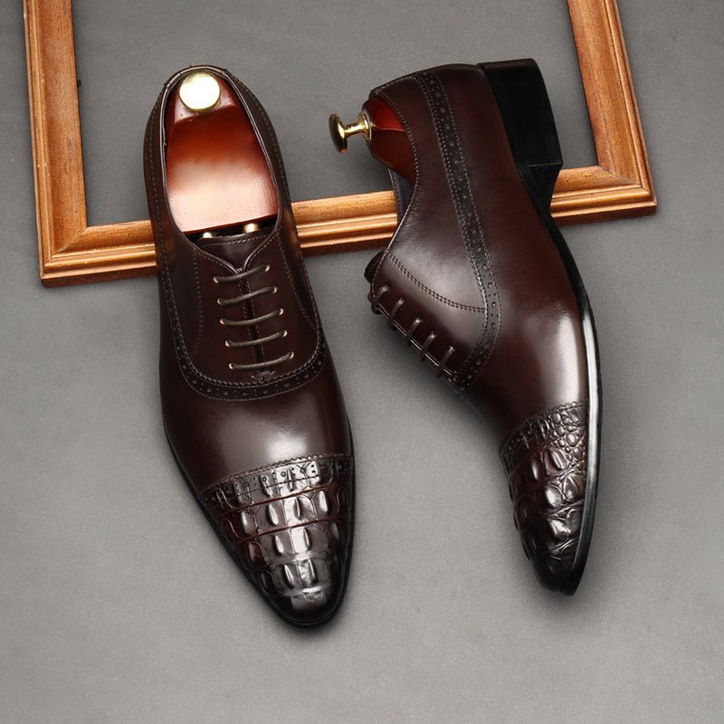 Croc Cap - Toe Oxford Shoes Pointed Toe Groom Wedding Dress Shoes Menyes