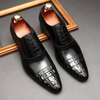 Croc Cap - Toe Oxford Shoes Pointed Toe Groom Wedding Dress Shoes Menyes