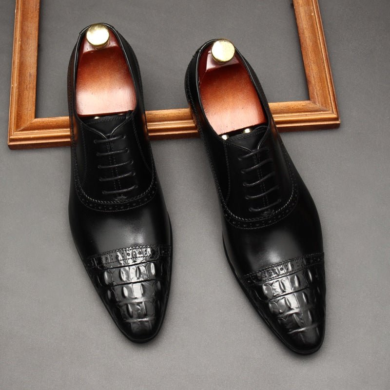Croc Cap - Toe Oxford Shoes Pointed Toe Groom Wedding Dress Shoes Menyes