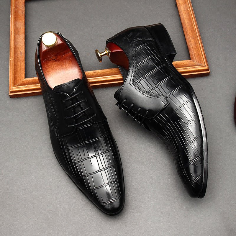 Croc - Embossed Oxford Shoes Pointed Toe Groom Wedding Dress Shoes Menyes