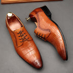 Croc - Embossed Oxford Shoes Pointed Toe Groom Wedding Dress Shoes Menyes