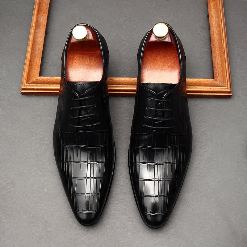 Croc - Embossed Oxford Shoes Pointed Toe Groom Wedding Dress Shoes Menyes