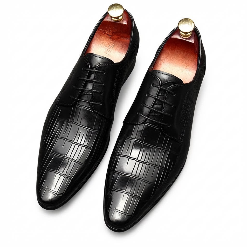 Croc - Embossed Oxford Shoes Pointed Toe Groom Wedding Dress Shoes Menyes