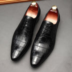 Croc - Embossed Oxford Shoes Pointed Toe Groom Wedding Dress Shoes Menyes