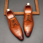 Croc - Embossed Oxford Shoes Pointed Toe Groom Wedding Dress Shoes Menyes