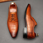 Croc - Embossed Oxford Shoes Pointed Toe Groom Wedding Dress Shoes Menyes