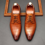 Croc - Embossed Oxford Shoes Pointed Toe Groom Wedding Dress Shoes Menyes