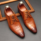 Croc - Embossed Oxford Shoes Pointed Toe Groom Wedding Dress Shoes Menyes