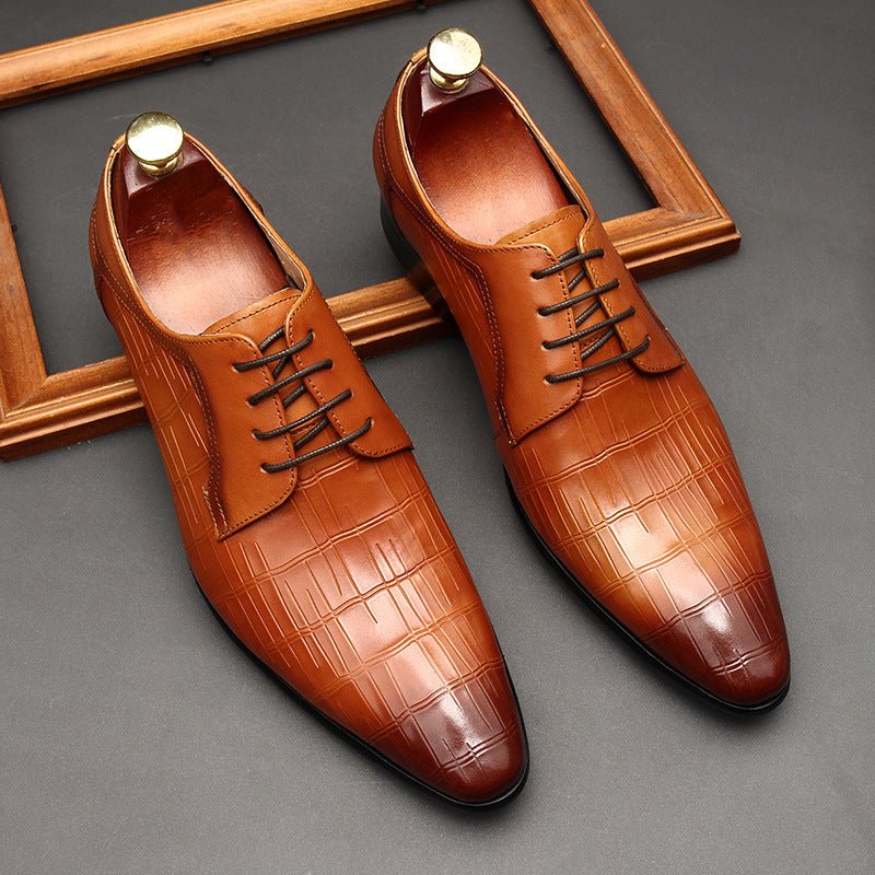 Croc - Embossed Oxford Shoes Pointed Toe Groom Wedding Dress Shoes Menyes