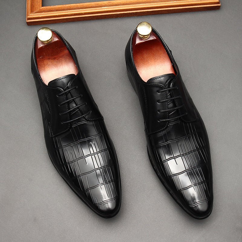 Croc - Embossed Oxford Shoes Pointed Toe Groom Wedding Dress Shoes Menyes