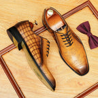 Crocodile Embossed Scritto Leather Oxford Dress Shoes Unique Men's Shoesyes