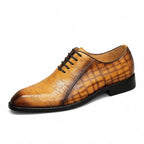 Crocodile Embossed Scritto Leather Oxford Dress Shoes Unique Men's Shoesyes