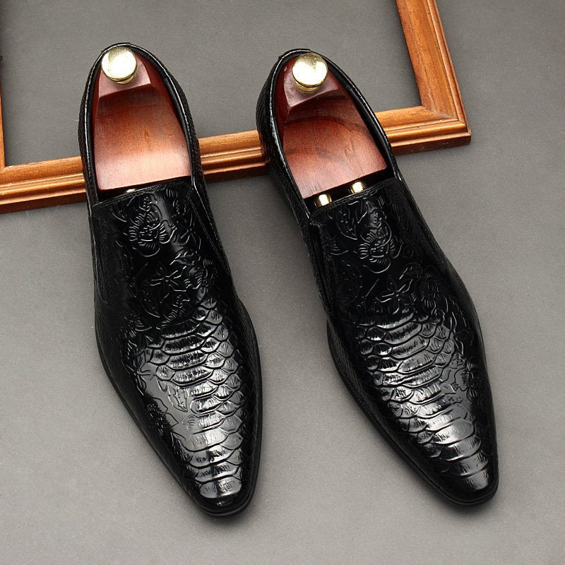 Crocodile pattern formal mens loafers Dress shoes slip on Business Casual