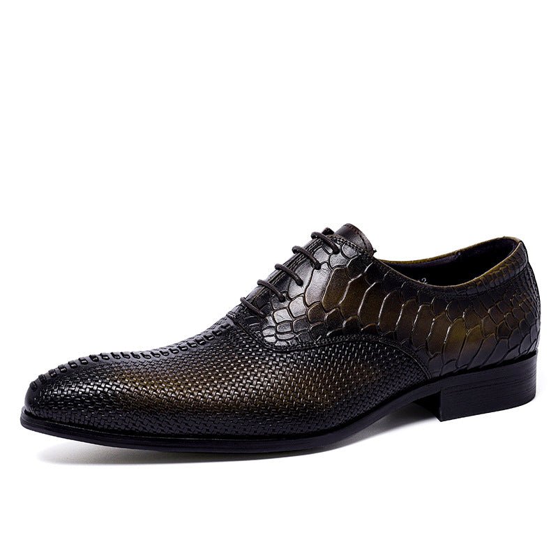 Crocodile & Woven Leather Oxford Dress Shoes Men's Formal Shoesyes