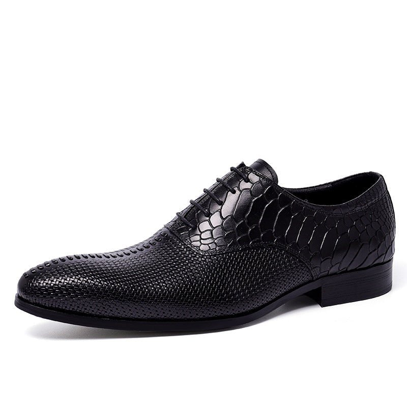 Crocodile & Woven Leather Oxford Dress Shoes Men's Formal Shoesyes