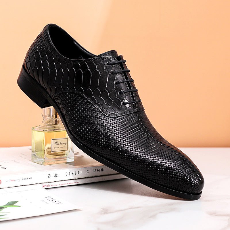 Crocodile & Woven Leather Oxford Dress Shoes Men's Formal Shoesyes