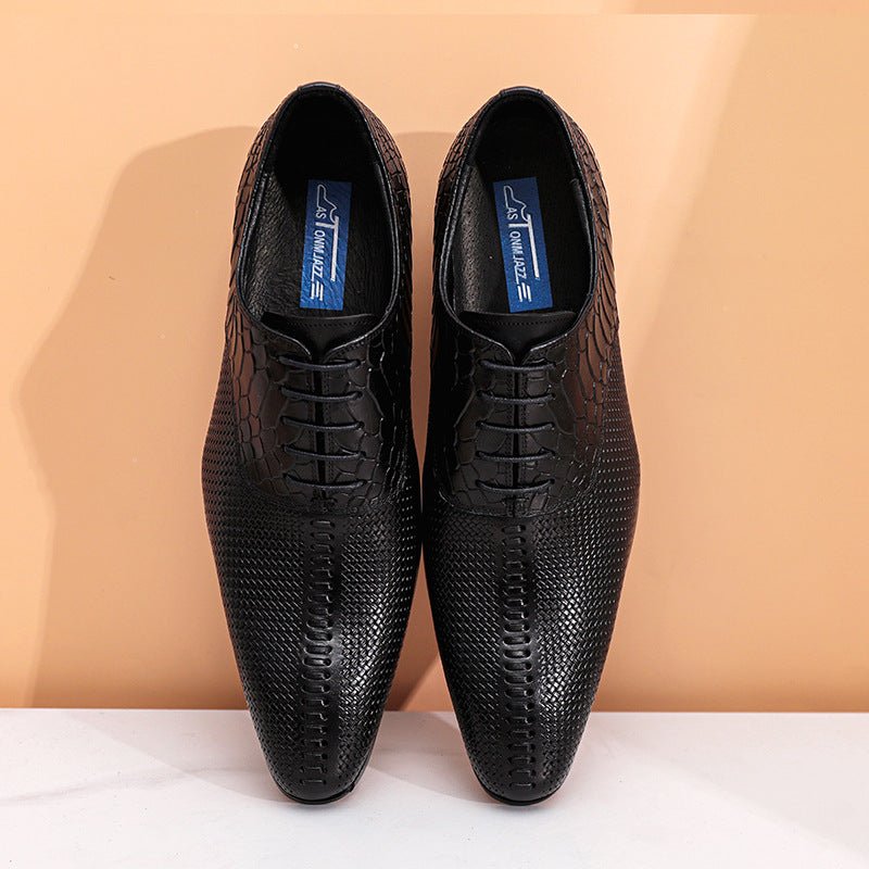 Crocodile & Woven Leather Oxford Dress Shoes Men's Formal Shoesyes