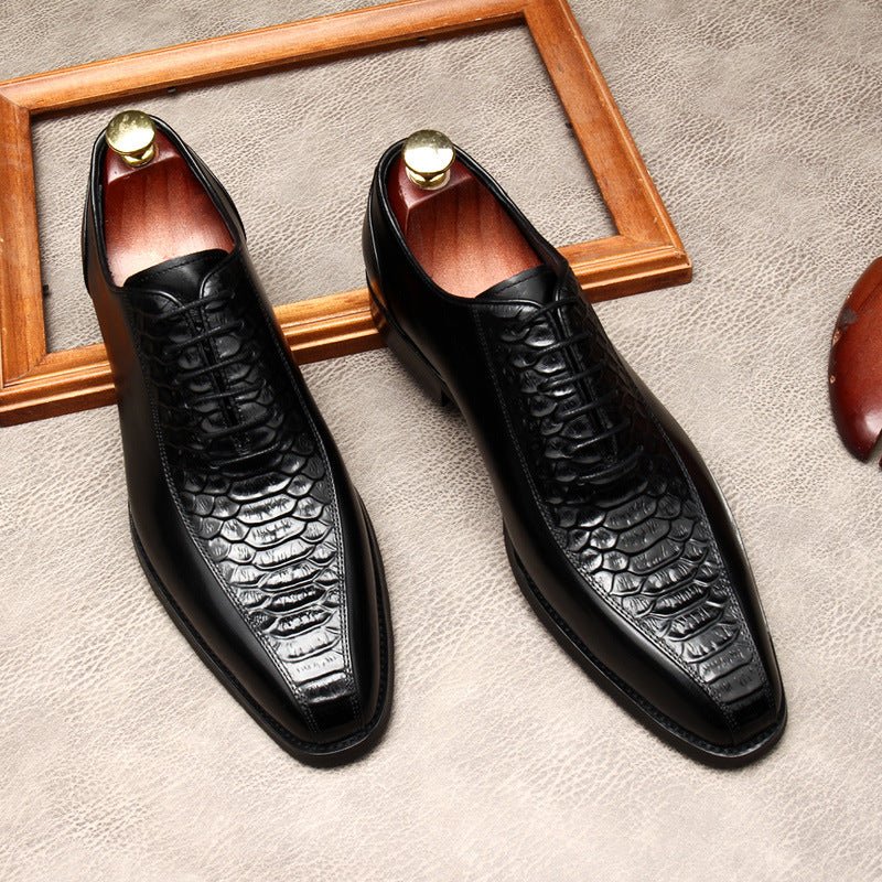 Embossed Texture Oxfords: Modern Fashion Wedding Men's Dress Shoesyes