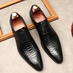 Exotic Snakeskin Pointed Derby: Luxury Men's Party Formal Shoesyes