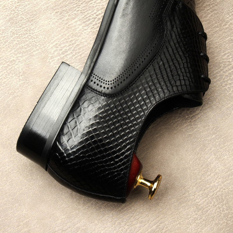 Exotic Snakeskin Pointed Derby: Luxury Men's Party Formal Shoesyes