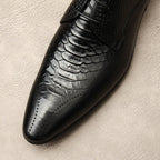 Exotic Snakeskin Pointed Derby: Luxury Men's Party Formal Shoesyes