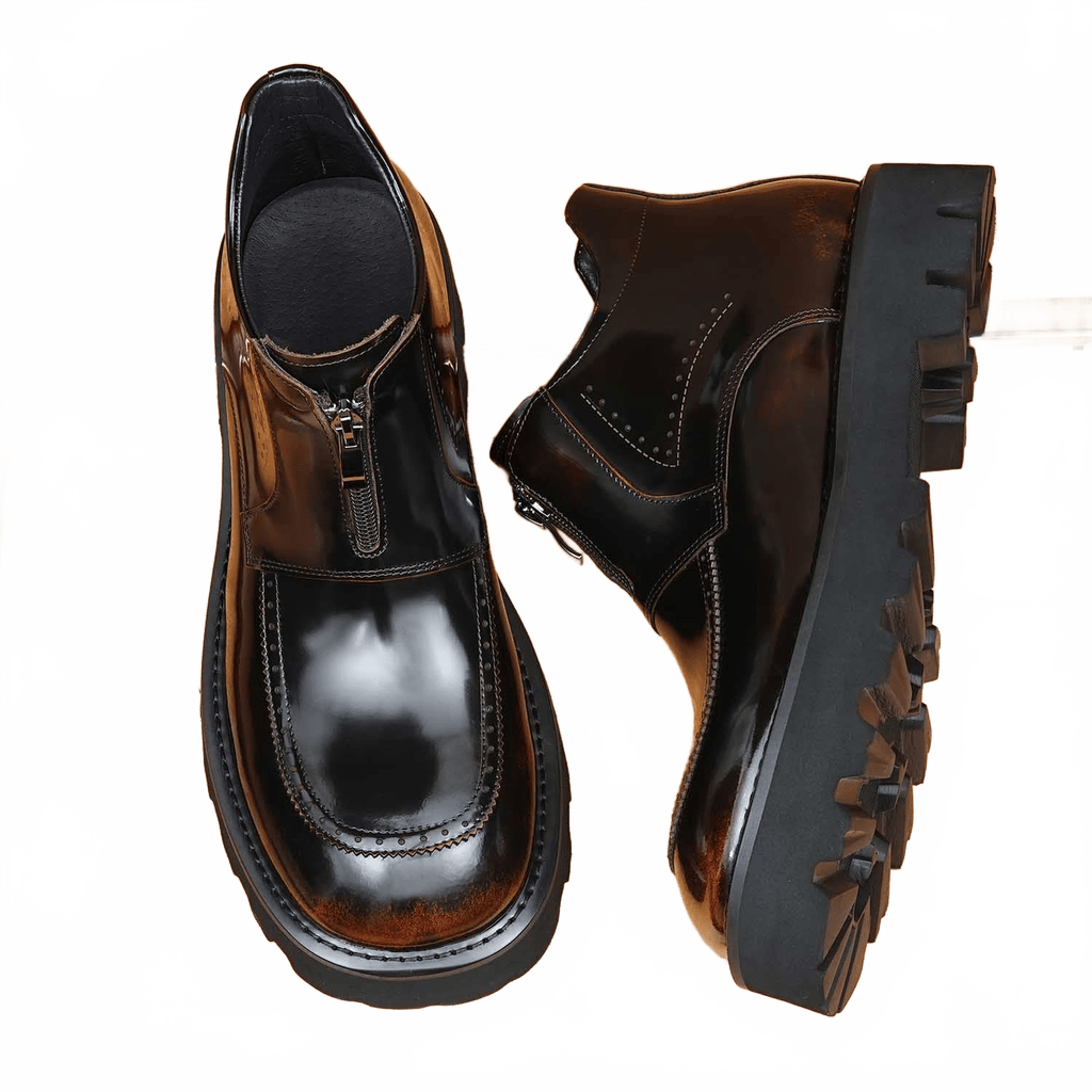 fashion dress leather boots mens zipper thick sole Ankle bootsyes