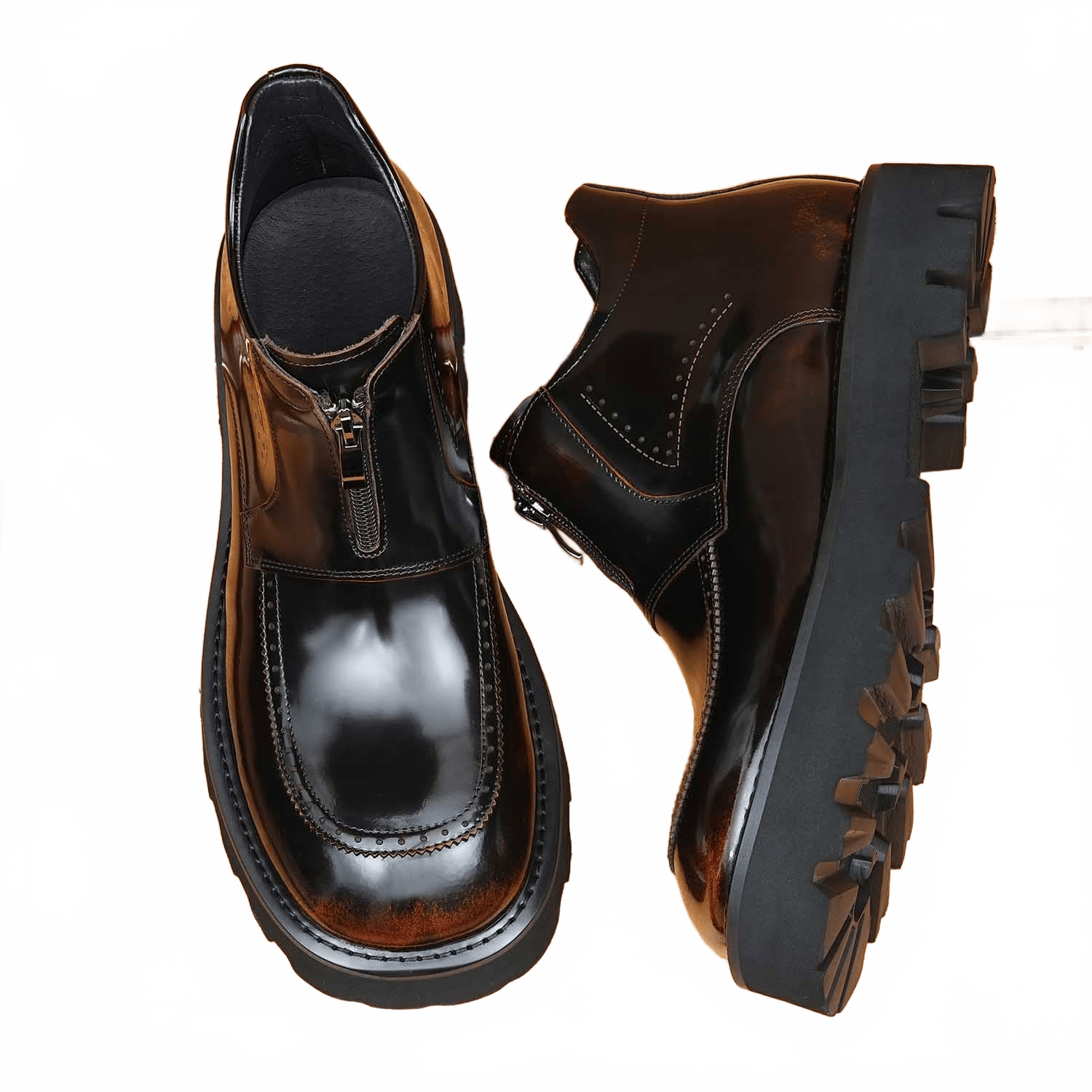 fashion dress leather boots mens zipper thick sole Ankle bootsyes