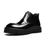 fashion dress leather boots mens zipper thick sole Ankle bootsyes