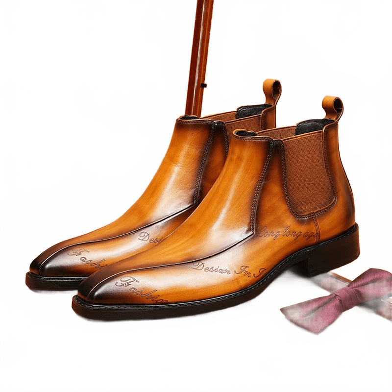 Fashion men formal boots shoes slip on chelseayes