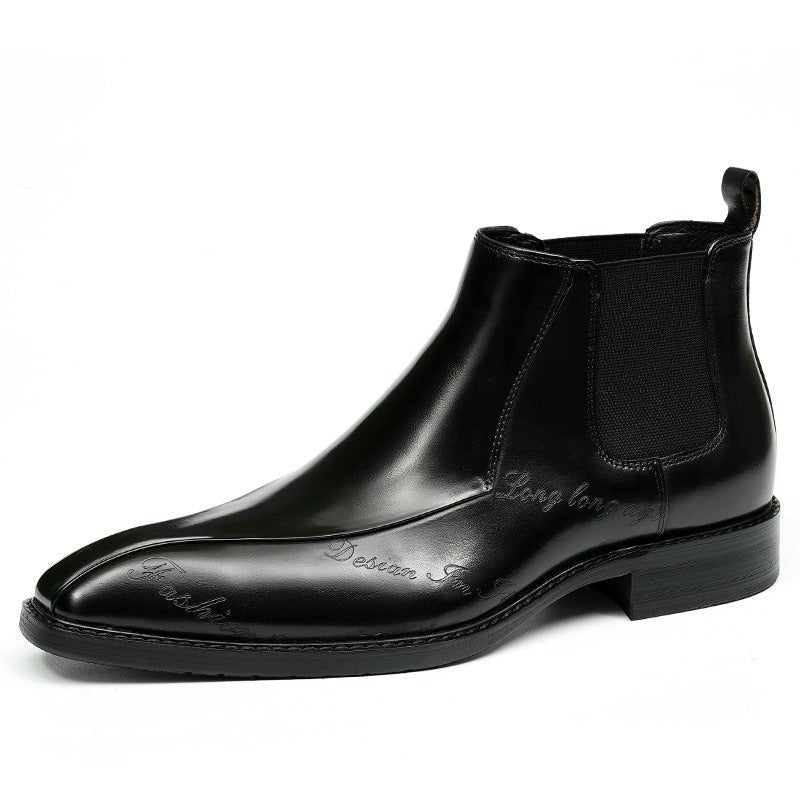 Fashion men formal boots shoes slip on chelseayes