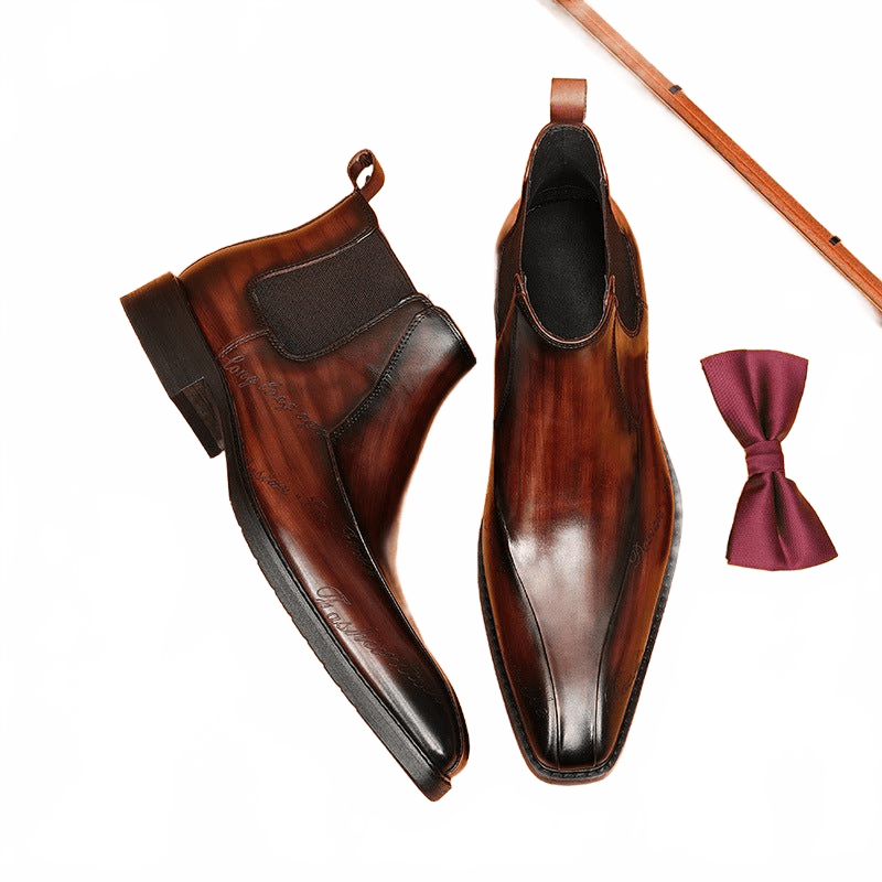 Fashion men formal boots shoes slip on chelseayes