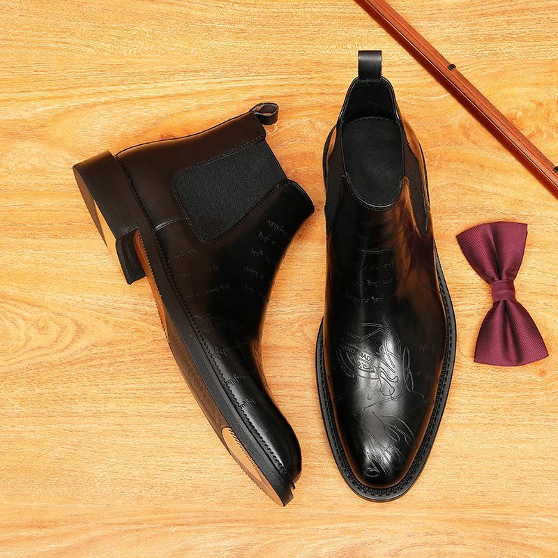 Fashion mens chelsea boots dress shoes Genuine Leatheryes
