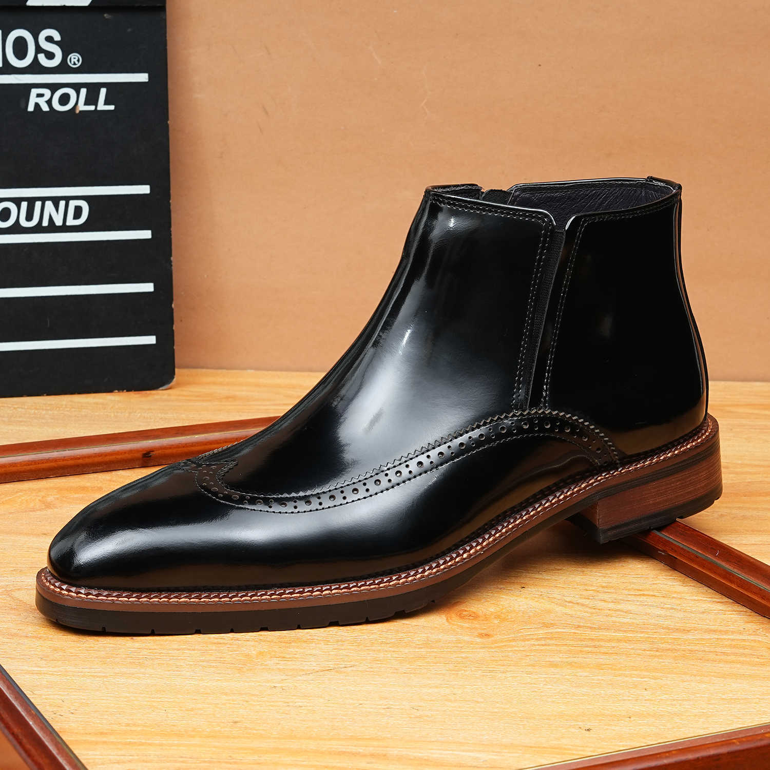 fashion men's dress boots with zipper on side Dress shoesyes