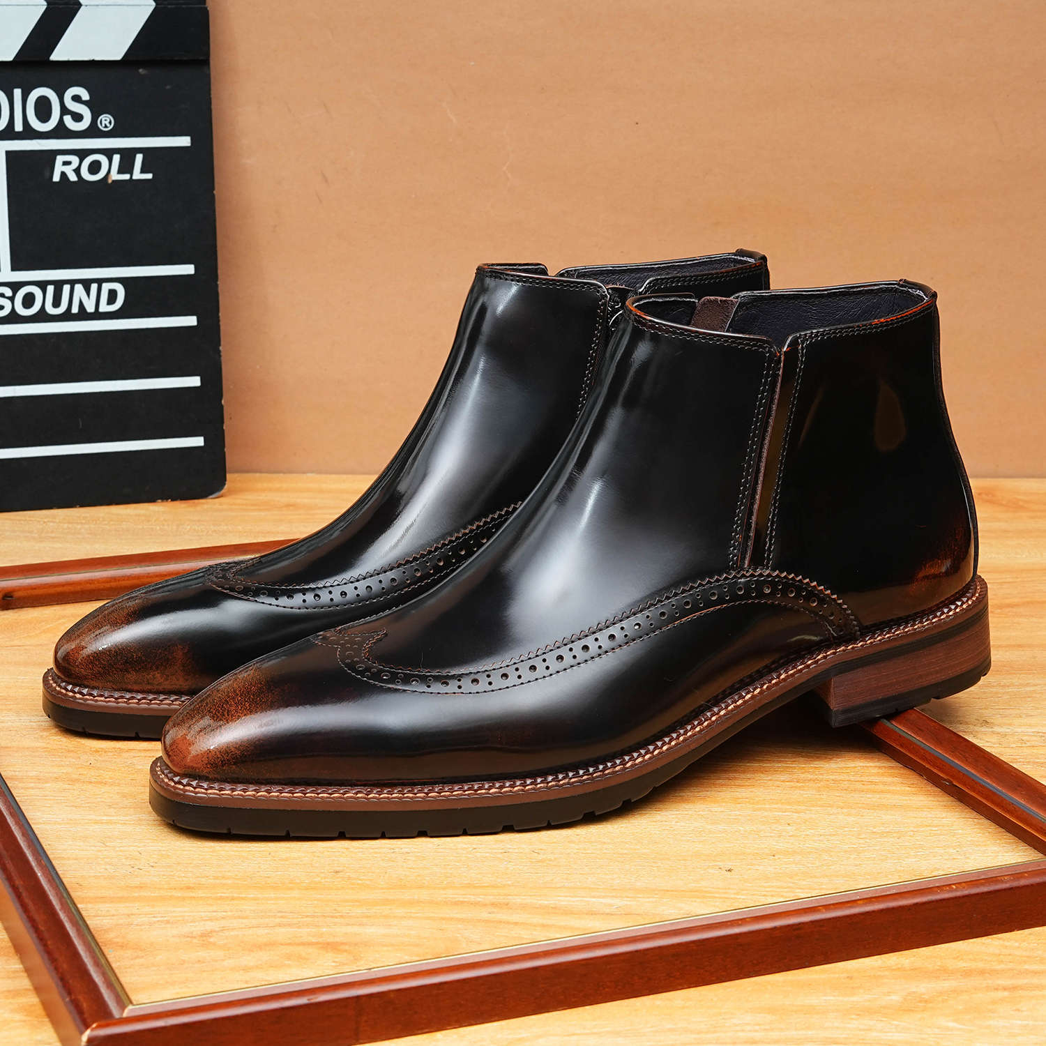 fashion men's dress boots with zipper on side Dress shoesyes