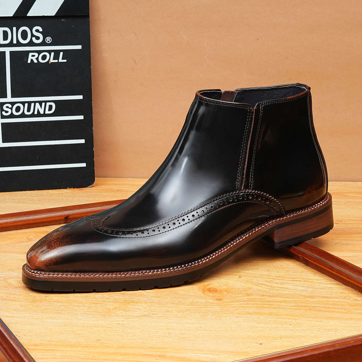 fashion men's dress boots with zipper on side Dress shoesyes