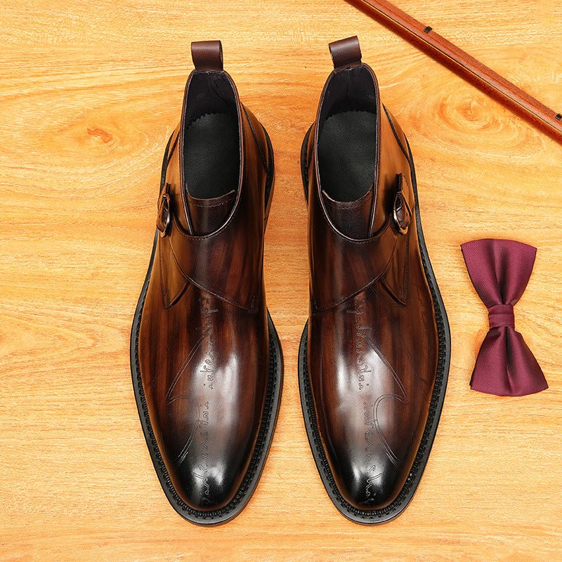 fashion men's dress shoes boots Buckled Dress shoes