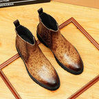 fashion mens leather boots chelsea slip on dress bootsyes