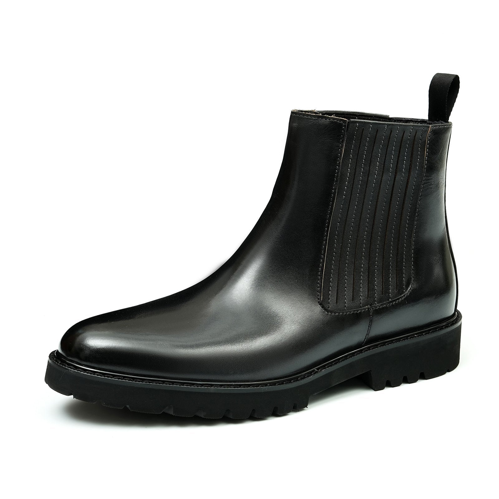 fashion mens leather boots chelsea slip on dress bootsyes