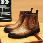 fashion mens leather boots chelsea slip on dress bootsyes