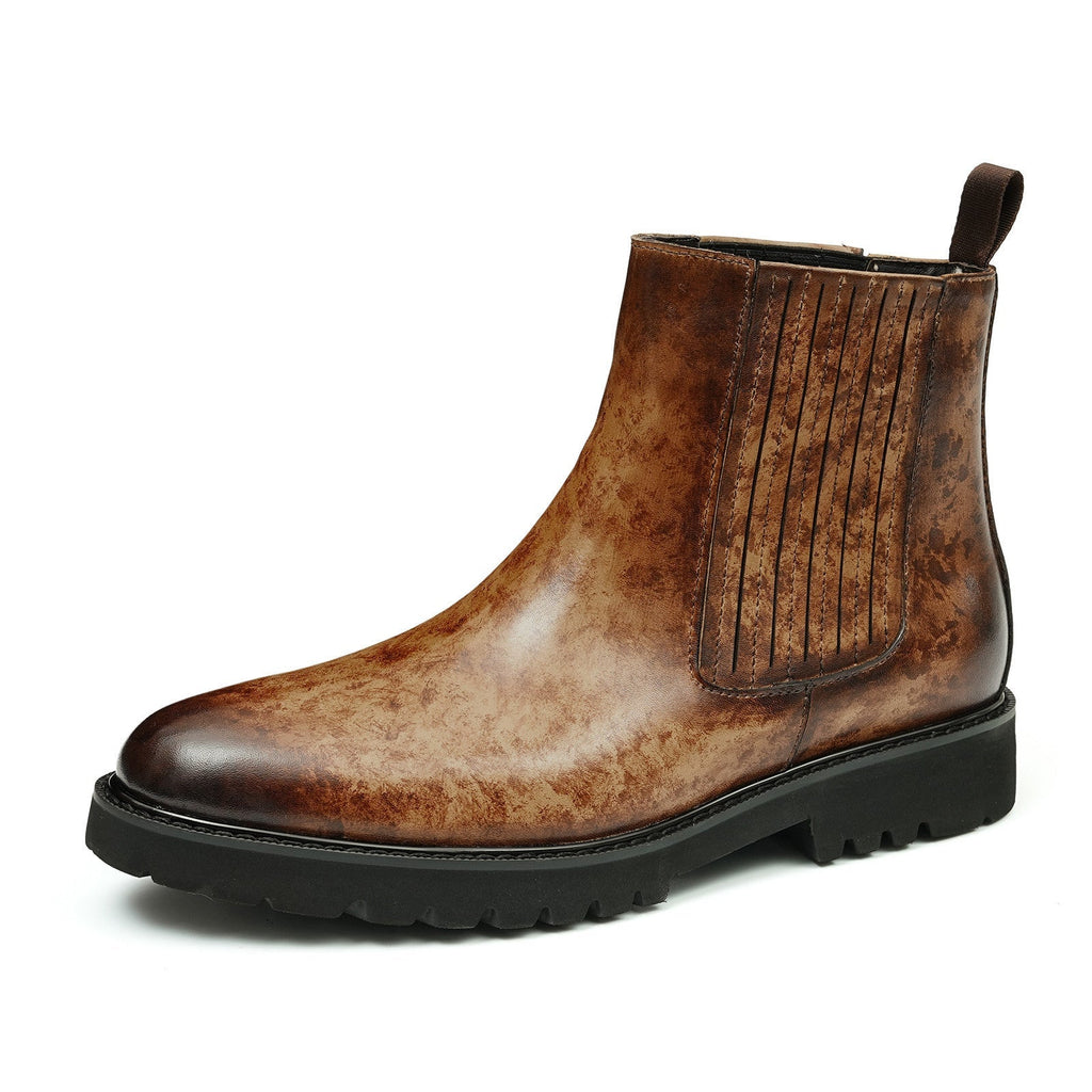 fashion mens leather boots chelsea slip on dress bootsyes