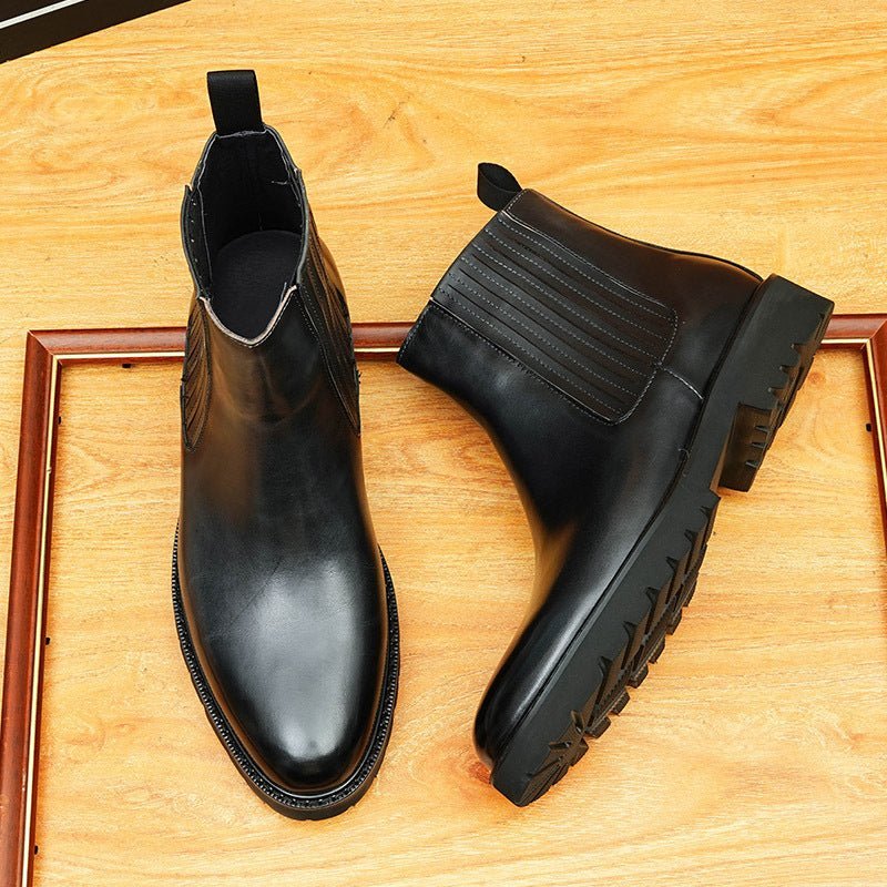 fashion mens leather boots chelsea slip on dress bootsyes
