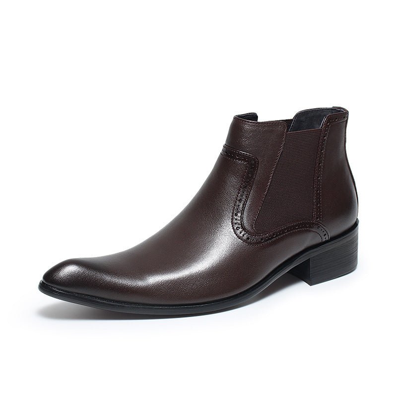 fashion mens leather boots dress slip on Ankle boots