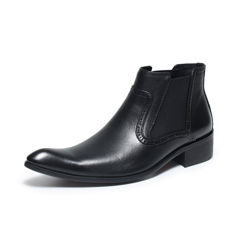 fashion mens leather boots dress slip on Ankle bootsyes