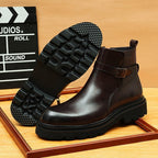 fashion mens leather boots with side zip Dress shoesyes