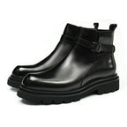 fashion mens leather boots with side zip Dress shoesyes
