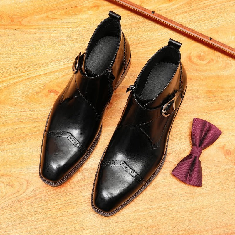 fashion men's leather boots with side zipper Dress shoesyes
