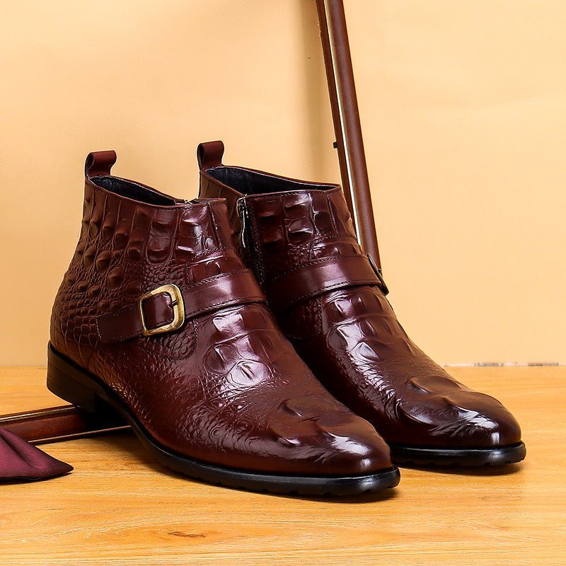 fashion mens leather boots with zipper dress shoesyes