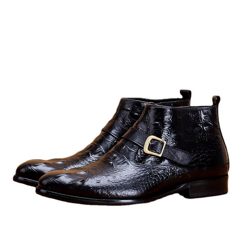 fashion mens leather boots with zipper dress shoesyes
