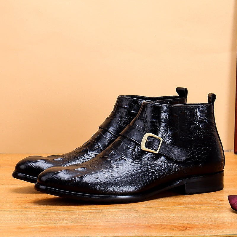 fashion mens leather boots with zipper dress shoesyes